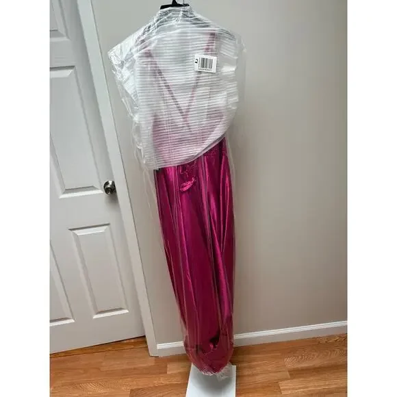 NEW NWT Faviana FA9524 Rasperry Pink Bejeweled Maxi Gown Size 12